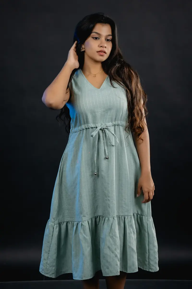 Sage Gathered Midi Dress 1